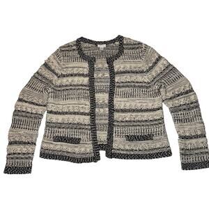 Chico's Women's Beige Tan Chunky Knit Open Front Cardigan Sweater Size 2 US 12